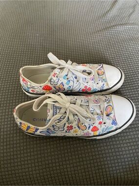 Converse Kids Low Top Sneakers - White with Colorful Butterfly Print